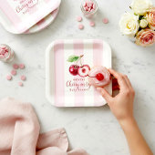 Baby Shower Cherry Theme Pink Watercolor Pappteller