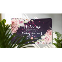 Baby Shower Chic Boho Floral Feathers Burgundy Red