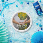 Baby Shower Chic Moderne Skripttypografie & Foto Pappteller (Party)