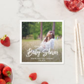 Baby Shower Chic Moderne Skripttypografie & Foto Serviette (Beispiel)