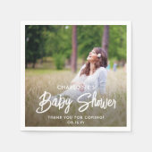 Baby Shower Chic Moderne Skripttypografie & Foto Serviette (Vorderseite)