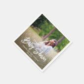 Baby Shower Chic Moderne Skripttypografie & Foto Serviette (Ecke)