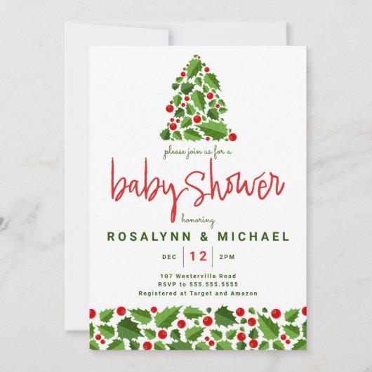 BABY SHOWER Christmas Holiday Einladung (Vorderseite)