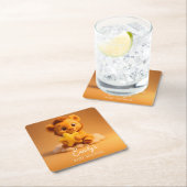 Baby Shower Coaster – Little Lion & Star Rechteckiger Pappuntersetzer (Vor Ort)