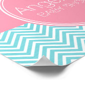 Baby Shower Collection - Pink & Aqua Blue Chevrons Poster (Ecke)