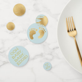 Baby Shower Confetti Classic Blue N Gold Konfetti