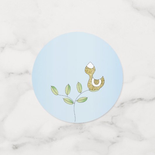 Baby Shower Confetti Gold Blue Birds Konfetti (Klein Vorderseite)