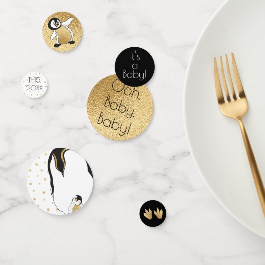 Baby Shower Confetti Gold Mommy N Baby Penguins Konfetti (Gruppe)