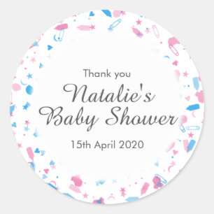 Baby Shower Confetti Vielen Dank Runder Aufkleber