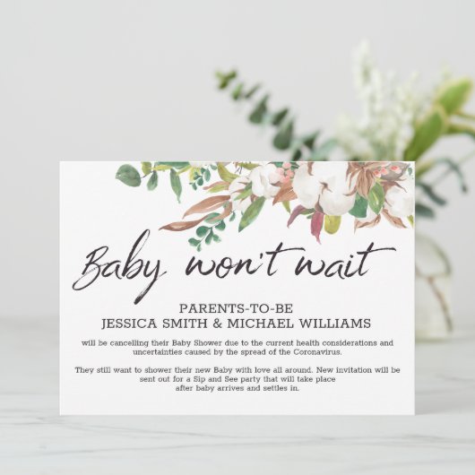 Baby Shower Corona Virus Stornierungskarte Einladung (Stehend Vorderseite)