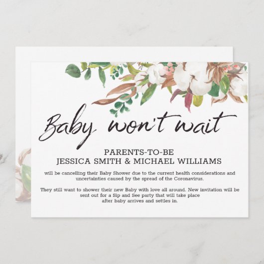 Baby Shower Corona Virus Stornierungskarte Einladung (Vorne/Hinten)