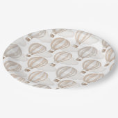 Baby Shower Cream Hot Air Balloons Gender Neutral Pappteller (Schrägansicht)