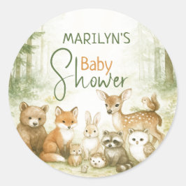 Baby Shower Cute Baby Animals Runder Aufkleber