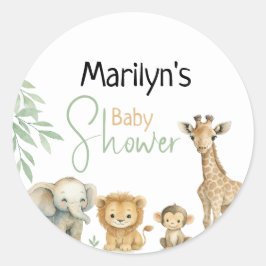 Baby Shower Cute Baby Animals Runder Aufkleber