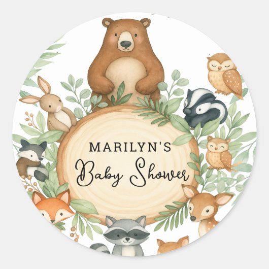 Baby Shower Cute Baby Animals Runder Aufkleber (Vorderseite)
