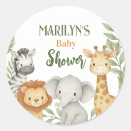Baby Shower Cute Baby Animals Runder Aufkleber