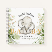 Baby Shower Cute Elephant Greenery Guest Book Notizblock (Vorderseite)