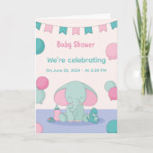 Baby Shower Cute Elephants Invitations Karte (Vorderseite)