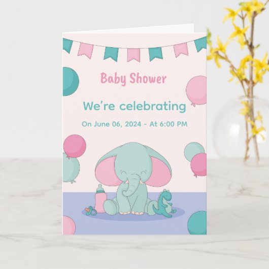 Baby Shower Cute Elephants Invitations Karte (Gelbe Blume)