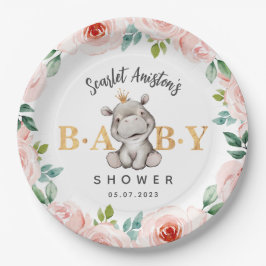 Baby Shower Cute Hippopotamus Pappteller
