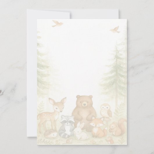 Baby Shower Cute Woodland Baby Animals Einladung (Rückseite)