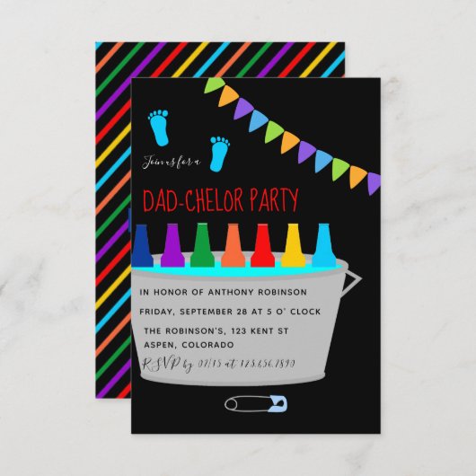 Baby Shower Dadchelor Beer Keg Party Einladung (Vorne/Hinten)