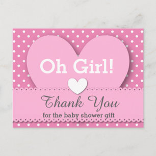 BABY SHOWER DANKE IHNEN Polka Dot V07 PINK Postkarte