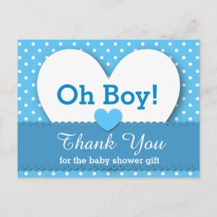 BABY SHOWER DANKE IHNEN Polka Dot V08 BLAUE Postkarte