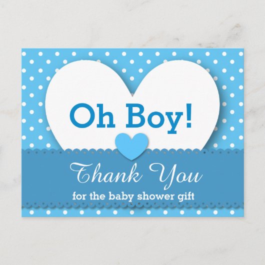 BABY SHOWER DANKE IHNEN Polka Dot V08 BLAUE Postkarte (Vorderseite)