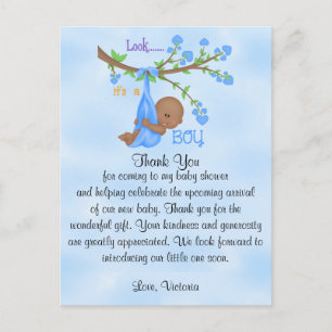 Baby Shower Danke Junge Ethnisch Postkarte
