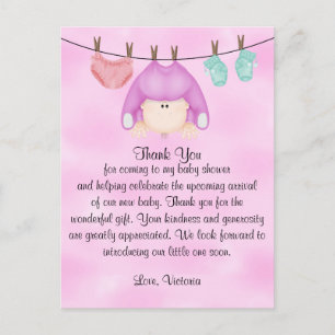 Baby-Shower-Dankeschön Baby Mädchen Postkarte