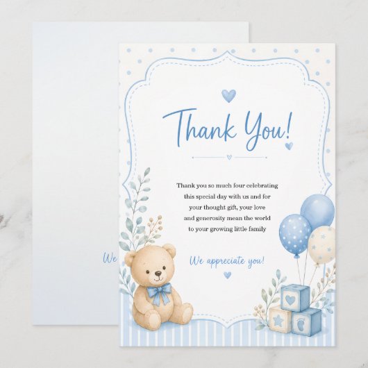Baby-Shower-Dankeskarten Dankeskarte (Vorne/Hinten)