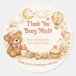 Baby Shower Dankeskarten   Sehr süßes Design Runder Aufkleber