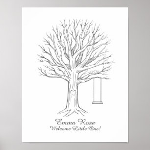 Baby-Shower-Daumenabdruck-Baum-Gästebuch Poster