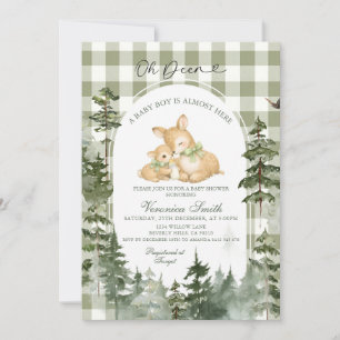 Baby Shower 'Deer Woodland Gingham' Einladung