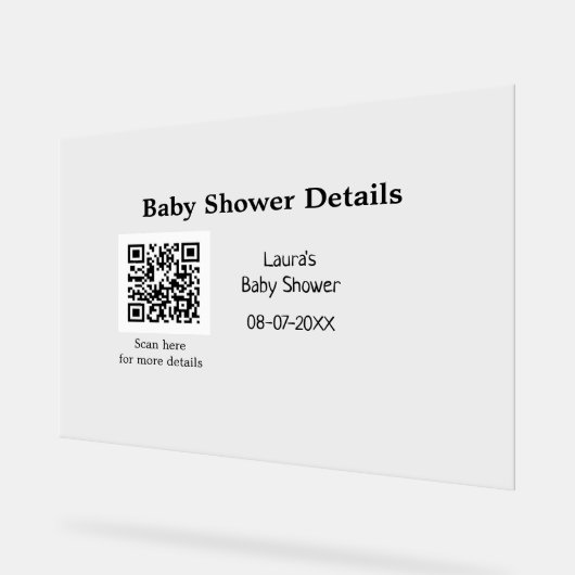 BABY SHOWER DETAILS QR SCAN CODE MINIMAL MODERN RU ACRYLSCHILD (Winkel)