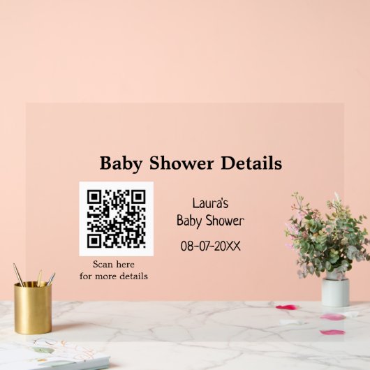 BABY SHOWER DETAILS QR SCAN CODE MINIMAL MODERN RU ACRYLSCHILD (Hochzeit)