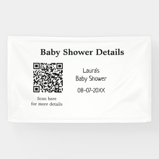 BABY SHOWER DETAILS QR SCAN CODE MINIMAL MODERN RU BANNER (Horizontal)