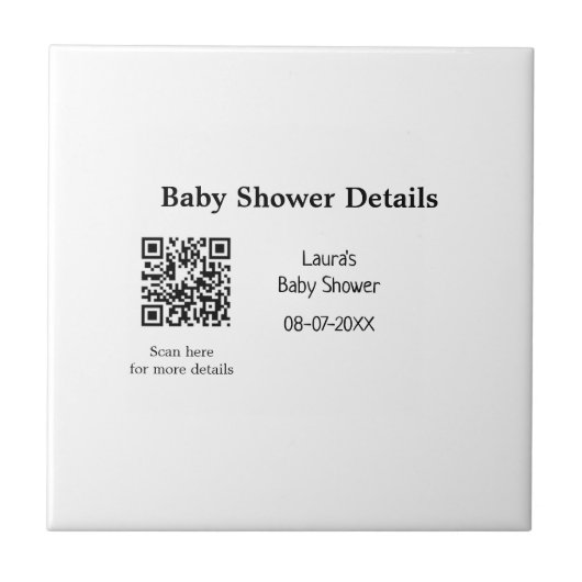BABY SHOWER DETAILS QR SCAN CODE MINIMAL MODERN RU FLIESE (Vorderseite)
