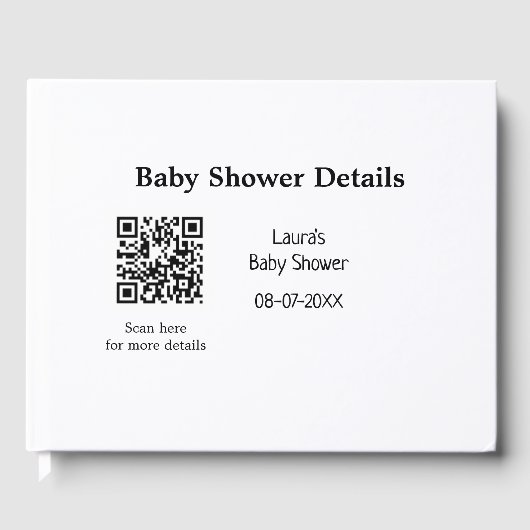 BABY SHOWER DETAILS QR SCAN CODE MINIMAL MODERN RU GÄSTEBUCH (Vorderseite)