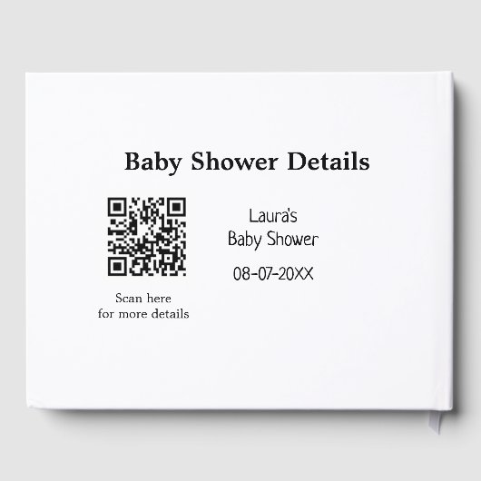 BABY SHOWER DETAILS QR SCAN CODE MINIMAL MODERN RU GÄSTEBUCH (Rückseite)