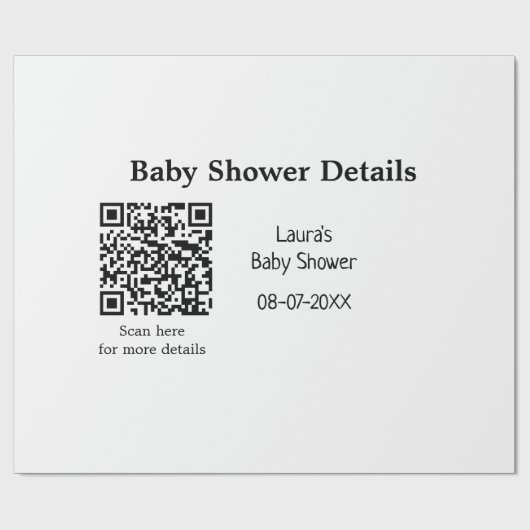 BABY SHOWER DETAILS QR SCAN CODE MINIMAL MODERN RU GESCHENKPAPIER (Flach)