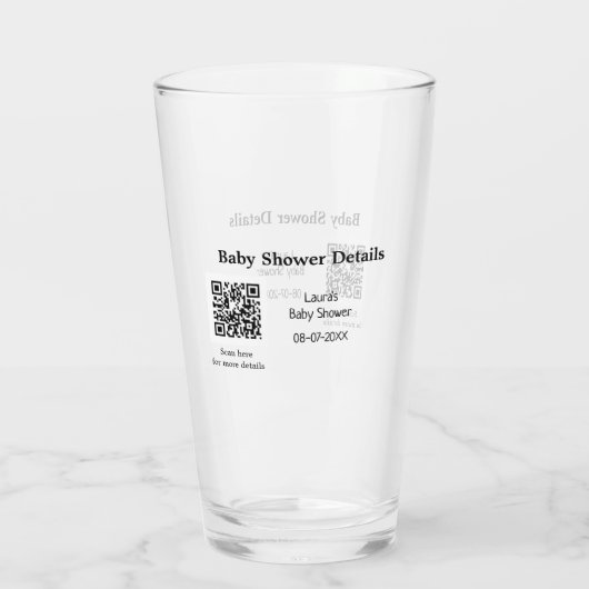 BABY SHOWER DETAILS QR SCAN CODE MINIMAL MODERN RU GLAS (Rückseite)