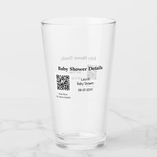 BABY SHOWER DETAILS QR SCAN CODE MINIMAL MODERN RU GLAS (Vorderseite)