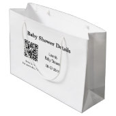BABY SHOWER DETAILS QR SCAN CODE MINIMAL MODERN RU GROßE GESCHENKTÜTE (Rückseite Schrägansicht)