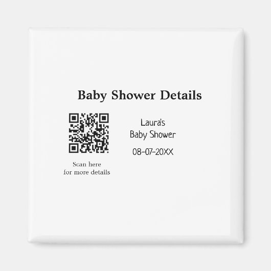BABY SHOWER DETAILS QR SCAN CODE MINIMAL MODERN RU MAGNET (Vorne)