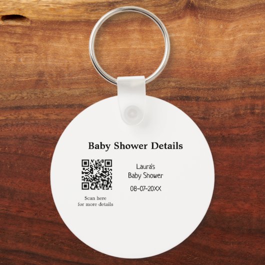 BABY SHOWER DETAILS QR SCAN CODE MINIMAL MODERN RU SCHLÜSSELANHÄNGER (Vorderseite)