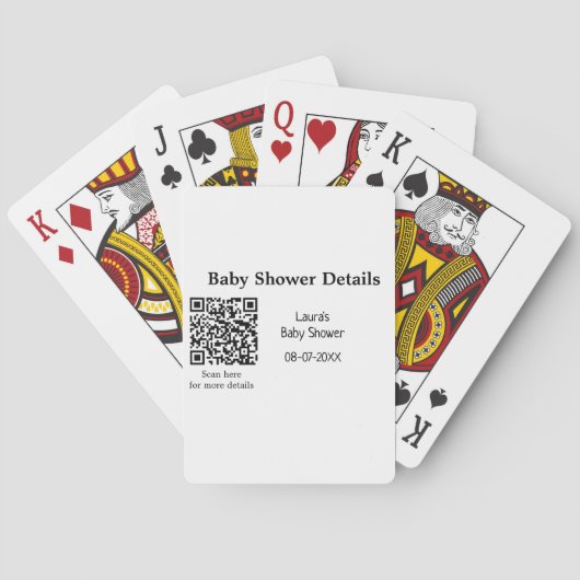 BABY SHOWER DETAILS QR SCAN CODE MINIMAL MODERN RU SPIELKARTEN (Rückseite)