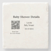BABY SHOWER DETAILS QR SCAN CODE MINIMAL MODERN RU STEINUNTERSETZER (Vorderseite)