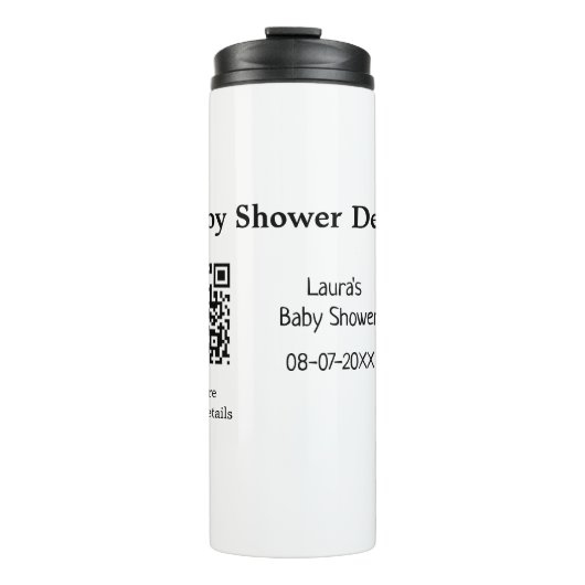 BABY SHOWER DETAILS QR SCAN CODE MINIMAL MODERN RU THERMOSBECHER (Vorderseite)